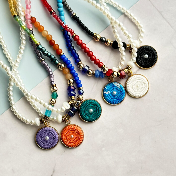 Mystic-Eye-Necklace-Bead-Choke-14inch-Cover-Picture